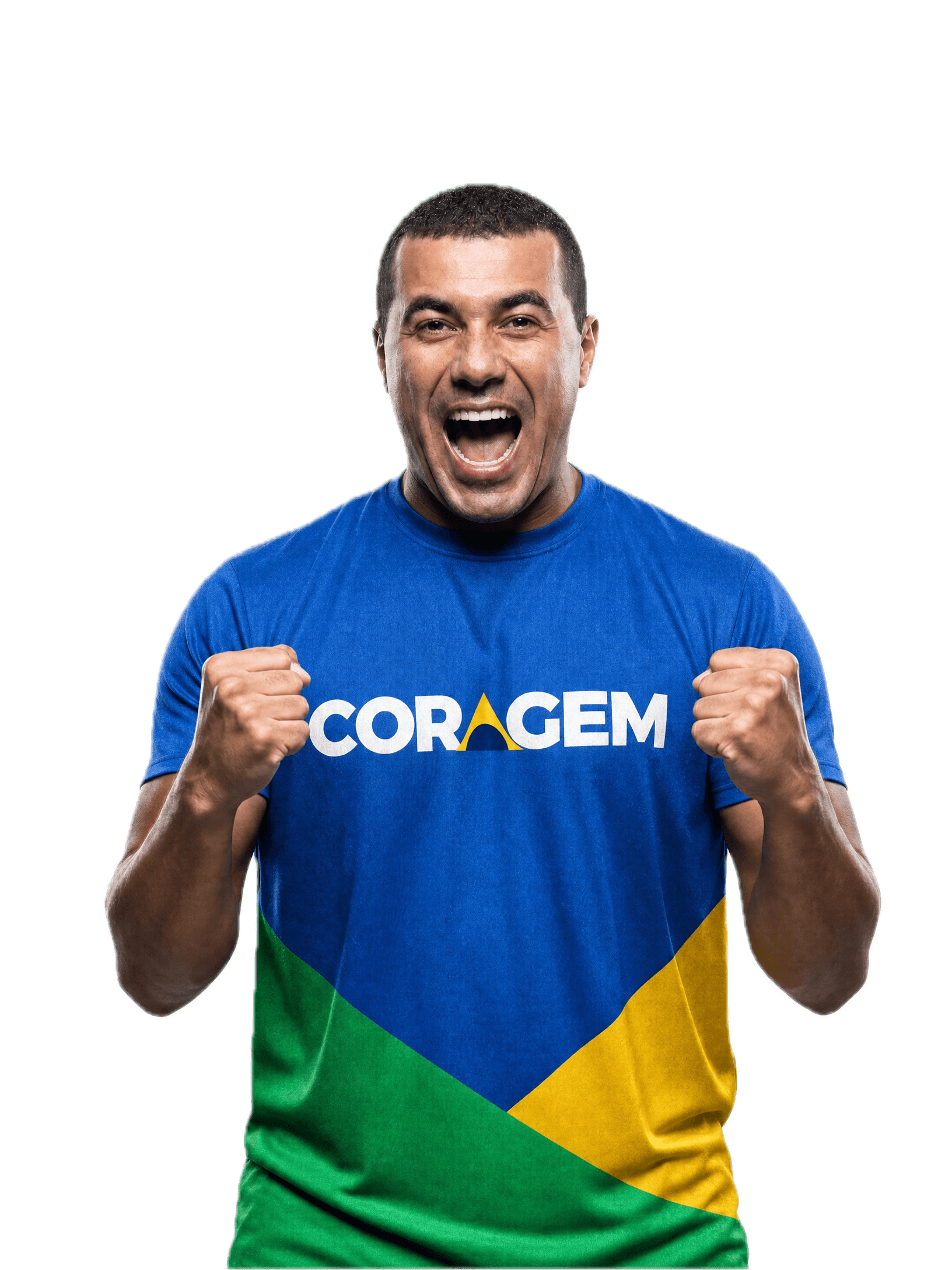 Luis Miranda com a camiseta oficial CORAGEM